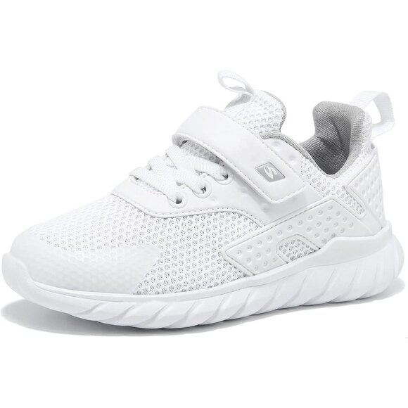 Kids White-2 Lightweight Tennis Athletic Casual Running Shoes Breathable Sneaker - Picture 1 of 7